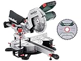 Metabo KGS 216 M Set Kappsäge (Karton, mit 2. Hartmetall-Sägeblatt, Klasse M, mit Sägeblattneigung, mit Sanftanlauf) 613216900