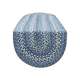 Homespice Geflochtener Denim-Tischläufer, 27,9 x 91,4 cm, oval, wendbar, natürliches Jute-Garn, rustikal, Landhaus-Stil, Landhausstil