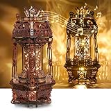 FUNPOLA LED 3D Holz Puzzle Poker Welt Projektor Lampe - DIY Bastelset mit LED Lichtern und Spieluhr - Kreative Poker-Thema Lampe, Nachtlicht Geschenk für Home Décor