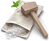 Sotuciar Lewis Bag and Manueller Eisbrecherhammer,Wiederverwendbarer Crushed Ice Bag aus Baumwolle mit Holzzubehör Bar Kitchen Accessory Kit für Crushes Ice Dried Ice. (2pcs).