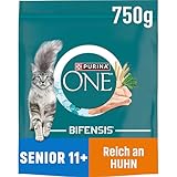PURINA ONE BIFENSIS Senior 11+ Katzenfutter trocken, reich an Huhn, 6er Pack (6 x 750g)
