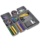 zicheng maoyi Schreibtisch-Schubladen-Organizer, Filz-Büroboxen-Set-Box, Tisch-Organizer, für Stifte, Radiergummi und anderes Bürozubehör, Büro, Schule und Haushalt, Grau