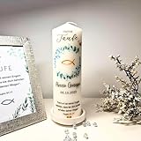 Taufkerze Eukalyptuskranz mit Fisch personalisiert 25x8cm|Name,Datum,Taufspruch|Kerze Taufe Mädchen&Jungen|natürliches Design grün|individuelles Taufgeschenk,Patenkerze