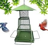 Vogelfutterhäuser für Wildvögel - 3-lagiges ausziehbares Vogelhaus aus Metall, Vogelhäuschen für den Außenbereich, l | praktisch robuster Vogelfutterspender