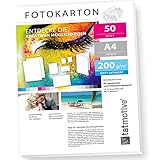 PREMIUM 200g Druckerpapier Matt Weiß A4 Fotokarton, Fotopapier für Laserdrucker, Beidseitig bedruckbar, 50 Blatt