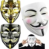 YEAPEAK Anonymous Maske - Anonyme Masken Für Halloween 3 Stück, Vendetta Mask-Halloween Maske Für Erwachsenen/Kinder, Guy-Fawkes-Maske, Anonymous Maske, Hacker Maske Für Kostüm Cosplay Party