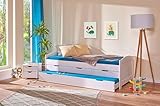 Inter Link - Funktionsbett - Kinderbett - Einzelbett mit Stauraum - Bett mit Schubladen - 2 Liegeflächen 90x200cm - Kiefer massivholz - inkl. Lattenrost - Weiß lackiert - Ulli 90x200cm