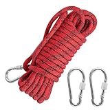 GodlSoon Kletterseil, Fallschirmseil, Durchmesser 12 mm, Kletterseil mit Outdoor-Karabiner, Nylonseil, Notfall-Outdoor-Seil, schwer for Aufhängen im Campinggarten