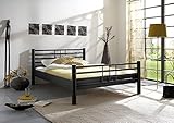 Beauty.Scouts Metallbett Flora schwarz Struktur matt Kopf- und Fußteil verschied Größen DICO Bett Übergröße kleine Größe Sondergröße Schlafzimmerbett Größe 100 x 200 cm