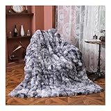 HonunGron Plüsch Kuscheldecke Flauschig Decke, Super Weiche Wohndecke Dick Fuzzy Bettdecken 1000 G/M² Kaninchen Kunstfell Decke Felldecke Warme Überwurfdecke für Couch Bett Sofa (Grau,100 x 160cm)