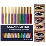 10 Farben Glitter Liquid Eyeliner Set Colorful Shimmer Eyeliner Smudge-proof Waterproof Long Lasting Fast Drying Eye Makeup Set Gift For Women (Set A)