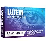 Lutein Zeaxanthin Kapseln mit Beta Carotin, Blaubeere, Vitamine A, E und B12. 60 Augenkapseln mit Lutein und Zeaxanthin. Augenvitamine, 100 % natürlich, um die Sehkraft zu verbessern.