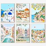 6 Stück Malen Nach Zahlen Erwachsene, Paint by Numbers Malen Nach Zahlen, DIY Landschaft mit Pinseln und Acrylfarben Handgemalt Ölgemälde Leinwand, Ohne Rahmen (20x30cm)