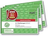 SIGEL T1178 Quittungsblock wie SD021: A6 quer, 3 Stück, 2x40 Blatt, selbstdurchschreibend, mikroperforiert, Standardquittung, aus nachhaltigem Papier