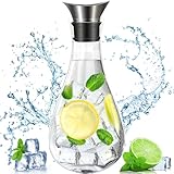 ZHHGOO 1.8 Liter Wasserkaraffe Glas,Glas Karaffe,Glaskaraffe mit Deckel aus Edelstahl,Saft Krug,Wasserkaraffe Benutzt für Eistee Früchtetee Kaffee Heißes Kaltes Wasser Milch Wein