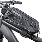 Ultra-Stützende Fahrradtasche Rahmen, Wasserdichte Fahrrad Rahmentasche, Neue Selbstschließende Oberrohrtasche Fahrrad mit Reißverschluss, Rahmentasche für Rennräder&Mountainbikes&Gravelbike - Schwarz