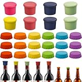 benlidoner 26 Stücke Silikon Kronkorken Bunt Flaschenverschluss Wiederverwendbar Bierflaschenverschlüsse Praktische Flaschendeckel für Wein Bier Glasflaschen