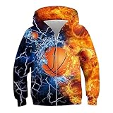 Jungen Kapuzenpullover mit Reißverschluss 3D-Grafik für aktive Kinder (Orange, 7-8 Years)