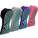 Yoga Socken Anti-Rutsch- (4 Paare) für Damen Pilates, , Barre, Tanz, Ballett, Kampfsport, Trampolin, Fitness, Krankenhaus, Reha, Heim- und Körperbalance, Sox UK 4-10 / EU 35-40