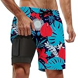 Generisch Herren-Badehose mit Kompressionsfutter, Kurze Badeanzüge für Männer, 12,7 cm Innennaht, Innenfutter, Herren-Badehose (Sky Blue, XXXL)