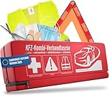 HELDENWERK KFZ Kombitasche (3 in 1) nach aktueller Norm 2026 - Inkl. Warndreieck, Warnweste - Verbandskasten Warndreieck Set Verbandskasten Auto DIN 13164:2022 (StVO konform)