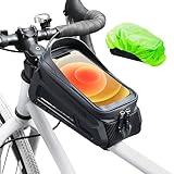 EYPINS Fahrrad Rahmentasche, wasserdichte Lenkertasche für Smartphone bis zu 7,2 Zoll mit TPU Touchscreen, 2L Fahrradtasche Rahmen Männer Geschenkideen für Montainbikes, Rennrad, Ebikes