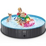 lunaoo Hundepool fur Große Hunde - Faltbare Schwimmbecken Hundebadewanne Hund Planschbecken für Kinder und Hunde, Tragbar & Eco-Friendly PVC Hunde Pool 80cm / 120cm / 160cm