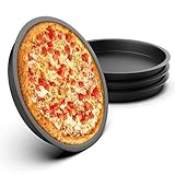 YIDOUJIN Pizza Backblech Ø 20cm, 4er Set Pizzablech Edelstahl Rund Pizzaform Nicht Beschichtet für Backen, Ungiftig & Einfach zu Reinigen