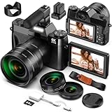 Digitalkamera 6K 64MP Kamera Fotokameras mit WiFi, 64GB SD Karte, Mikrofon, Autofokus, 16X Zoom,180° Klappbarem Display für Selfies Kompaktkamera für YouTube, Anfänger, Makro und Weitwinkelobjektiv