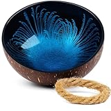 cocovibes Kokosnuss Schale mit Anti-Kipp-Ring– einsetzbar als Dekoschale, Schlüsselschale, Schmuckschale – blau schwarz, 13 cm (OCEAN-1)