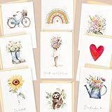 LOViLEE 10x Dankeskarten - Dankeskarte Postkarten Set mit Umschlag & Stickern - Grußkarten, Danke Karte, Hochzeit - Dankeschön Karte, Danke Karten mit Umschlag, Dankeschön Geschenke