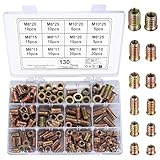 130 Stück Einschraubmutter M6 M8 M10 Einschraubmuffen Gewindebuchse, Gewindeeinsätze Gewindeeinsatz Holz Einschlagmuttern, Innensechskant Muttern für Holzmöbel