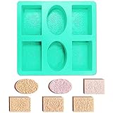 Graplan Silikon Seifenformen, 6 Hohlräume Silikonformen für Seife, Silikonform Oval und Rechteckig für Seife DIY Formen,Kuchen,Backen,Schokolade