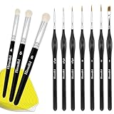 Himmlfel Miniatur Drybrush Pinsel Set,3 Dry Brush und 7 Feine Detailing Pinsel, Modellbau Pinselset für Acryl Aquarell Malen Nach Zahlen, Pinselset für Modellbau Citadel Warhammer 40k