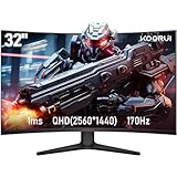 KOORUI 32 Zoll Curved Ultrawide Gaming Monitor, 2K QHD(2560x1440), 170Hz, 1ms, 1500R, VA, HDR 10, 2xHDMI (170Hz or 144Hz), DP (170Hz), AdaptiveSync, DCI-P3 90%, SRGB100%, VESA 75x75mm, Eye Care