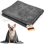 FuzzyFlavor Hundehandtuch Extra Dick und Reißfest von Hunden & Katzen | 100 × 42 cm Mikrofaser Handtuch Extra Saugfähig für Baden, Duschen, Waschen & Reinigen | Hundezubehör für Hund Klein