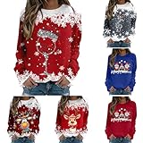 Weihnachtspullover Damen,Sweatshirts Für Damen,Modische Weihnachten Winterpullover Weihnachts Strickpullover Winter Sportshirt Freizeit Sweater Geschenke Für Frauen Weihnachten