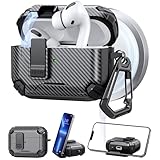 Adhiper Hülle für AirPods Pro 3 (2025), Schutzhülle für AirPods Pro 3. Generation (USB-C), MagSafe-Kompatibel, Stoßfestes TPU + PC Case mit Handschlaufe, Schwarz
