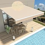Einziehbare Markise Ersatzstoff, 280g/m² strapazierfähiges Polyester Schattenabdeckung für den Außenbereich, Terrasse, Überdachung, UV-Schutz, witterungsbeständig