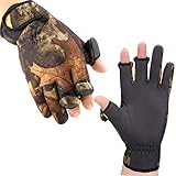 BB Hapeayou Angelhandschuhe Herren mit 3 Finger Abklappbar Neoprenhandschuhe Angeln Winter Outdoor Fishing Handschuhe（1 Paar）