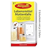 AEROXON Lebensmittelmotten Falle - Dreierpack (6 Stück) Mottenfalle Lebensmittel Klebefallen, zur Befallsermittlung geeignet - mittel gegen lebensmittelmotten