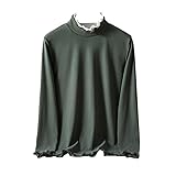 FWSHANGMAO Damen Thermo-Basisschicht-Oberteile, Rollkragen, Lange Ärmel, Doppelseitiges Fleece, Sport-Oberteil, Warme, Weiche Thermo-Unterwäsche, Mikrofleece-T-Shirt, Thermo-Unterhemd, Dunkelgrün