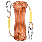 X XBEN Outdoor-Seil Durchmesser 8mm/10mm Hochfestes Nylon Statisches Seil, Bruchlast: 1500kg, mit 2 Stahlhaken für Arbeiten in der Höhe/Feuerleiter/Abseilen/Sport camping usw, Länge10m/20m/30m/50m/70m