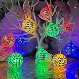 Morofme 10 bunte LED Disco Ball String Lights Hanging Mirror Disco Party Light Mini Disco Balls Ornaments Tree Decoration Light Christmas Lamp for Holiday Wall Window Indoor Outdoor 70s Party