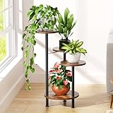 Josmimic Pflanzenständer Pflanzenregal für Innenbereiche 4 Etagen Eckregal Blumenständer Für Draußen 76 cm Blumenregal Holz und Metall