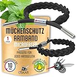 OSKAR - Stylisches Mückenschutz Armband Erwachsene, 1er Pack zur Mückenabwehr - Schwarz geflochten - Anti Mücken Schutz, extrem effektiv & Wiederverwendbar | Mückenarmband für Camping & Festival