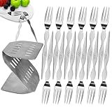 Aperitifgabeln – 12 Stück Küchenutensilien aus Edelstahl, Salatgabel mit Aufbewahrungshalterung – für Haus Küche Restaurant Hotel Mittagessen Rezeption