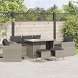HOMELEN 6-TLG. Garten-Sofagarnitur mit Kissen Hellgrau Poly Rattan,Garten-Lounge-Set, Balkonmöbel Set, Gartenmöbel-Sets Unterhaltungssets, Balkon Sofa Lounge Geeignet für Gärten Terrassen