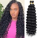 EERYA Ocean Wave Crochet Haarverlängerung, lang, lockig, 76,2 cm, 2 Packungen, für schwarze Frauen, tiefwellig, Boho-Flechthaar, 76,2 cm, 1B