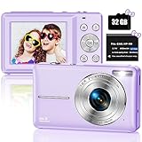 Digitalkamera Fotokamera Kompaktkamera mit 32GB SD-Karte, 1080P 44MP Mini, 2,5‘’LCD Wiederaufladbare Digital Kamera mit 16X Digitalzoom für Kinder, Erwachsene, Jungen, Mädchen(Lila)